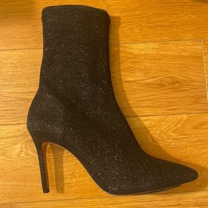 Schutz black high heel, boots, shimmer boots, size 8, stretchy boots. Like new.